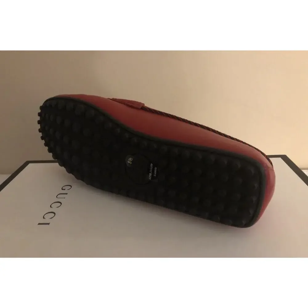 NIB Gucci Kanye Web Trim Red Leather Bee Detail Drivers Size 6.5EU/7.5US $620.00